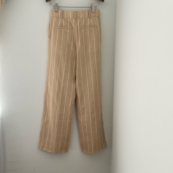 Sezane Rodriguo Linen Trouser Pleated Wide Leg Pants Tan Cream EU 34 US 4 - Picture 9 of 17